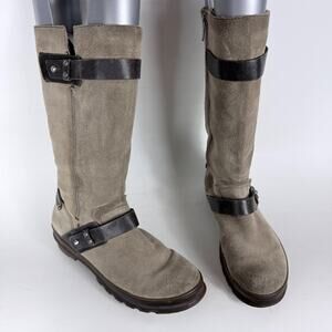 OTBT Defiance Riding Boots Women's 7.5 Brown Leather Round Toe Side Zip Comfort